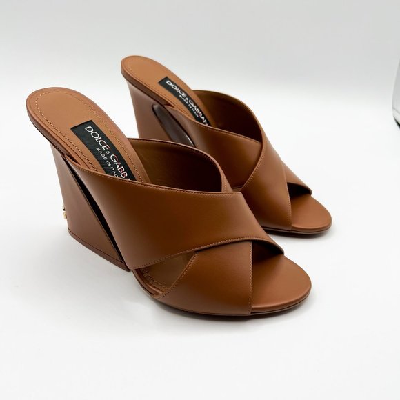 Dolce & Gabbana 105mm Crisscross Elegant Leather Slide Mules - Picture 15 of 15